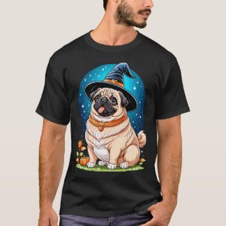 "Mollige Pug in Heksenhoed Halloween Kunst Serie A T-shirt