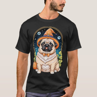 "Mollige Pug in Heksenhoed Halloween Kunstserie Aa T-shirt