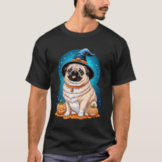 "Mollige Pug in Heksenhoed Halloween Kunstserie Aa T-shirt