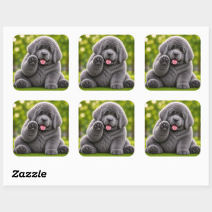 Mollige Puppy grijze newfie Vierkante Sticker