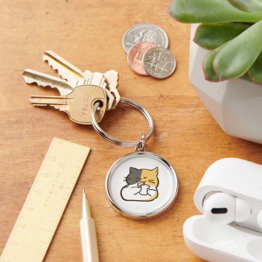 Mollige Schortkat Plakker - Kawaii Sleutelhanger (Bureau)
