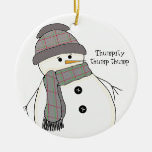 Mollige Sneeuwman met Spreuk Keramisch Ornament