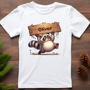 Mollige wasbeer met aanpasbare naamplaat  t-shirt