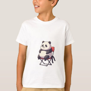 Mollige Zittende Panda Kunstenaar Rode Stoel Kinde T-shirt