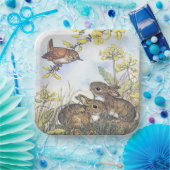 Molly Brett Cute Bunnies Wren Forsythia Papieren Bordje (Feest)