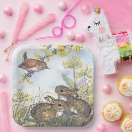 Molly Brett Cute Bunnies Wren Forsythia Papieren Bordje