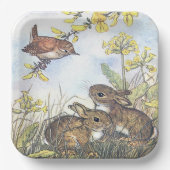 Molly Brett Cute Bunnies Wren Forsythia Papieren Bordje (Voorkant)