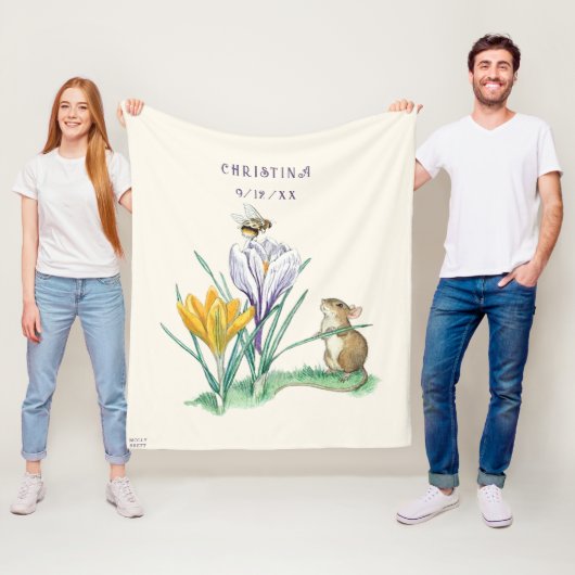  Molly Brett Natuur Muis Crocus Bee Fleece Deken (In situ)