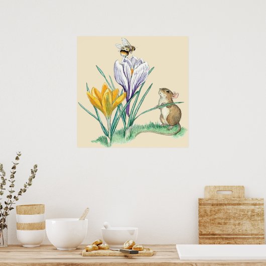 Molly Brett Natuur Muis Crocus Bee Poster (Keuken)