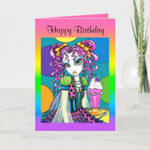 "Molly" Cute Rainbow Soda Shop Faircard Kaart
