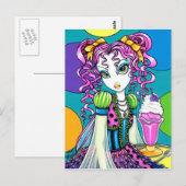 "Molly" Cute Rainbow Soda Shop Fairy Briefkaart (Voorkant / Achterkant)