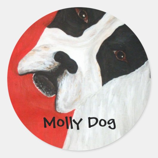Molly Dog Ronde Sticker (Voorkant)