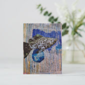 Molly Fish mixed media collage briefkaart (Staand voorkant)