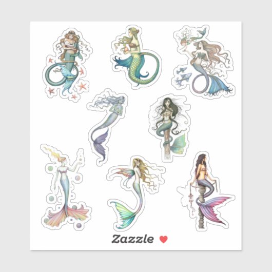 Molly Harrison Zeemeermin Kunst Stickers (Vel)