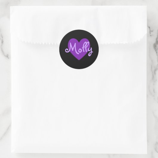 Molly in Paars Ronde Sticker (Tas)