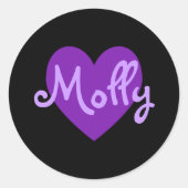 Molly in Paars Ronde Sticker (Voorkant)