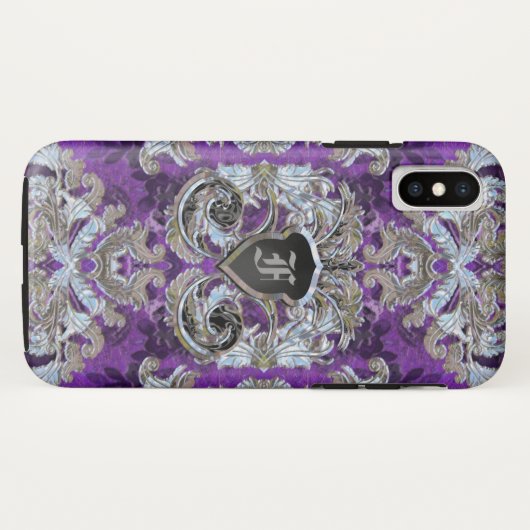 Molly Kourte Damask Monogram Case-Mate iPhone Case (Achterkant (horizontaal))