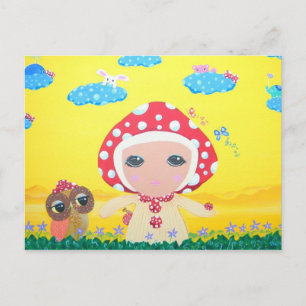 Molly Mushroom Baby in Polka Dottie Whimsy Land Briefkaart