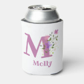 Molly Naam met een bloemendesign Blikjeskoeler (Blikje Achterkant)