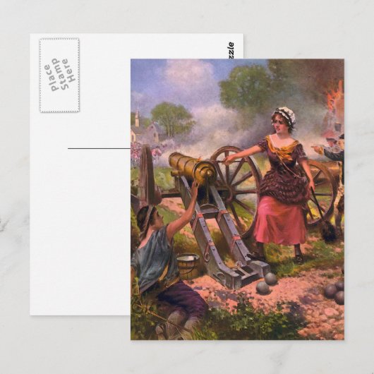 Molly Pitcher Firing Cannon in Battle of Monmouth Briefkaart (Voorkant / Achterkant)