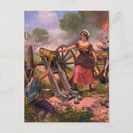 Molly Pitcher Firing Cannon in Battle of Monmouth Briefkaart (Voorkant)
