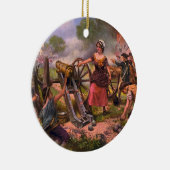 Molly Pitcher Firing Cannon in Battle of Monmouth Keramisch Ornament (Rechts)