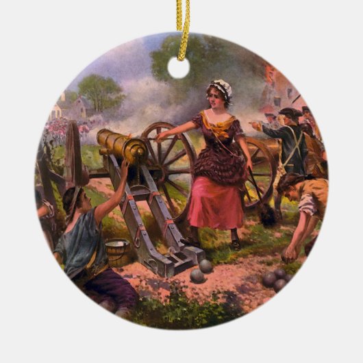 Molly Pitcher Firing Cannon in Battle of Monmouth Keramisch Ornament (Voorkant)
