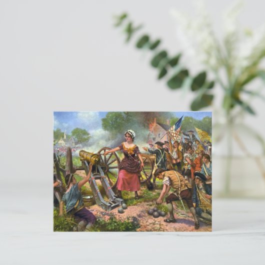 Molly Pitcher schiet met een kanon in de Slag bij  Briefkaart (Staand voorkant)