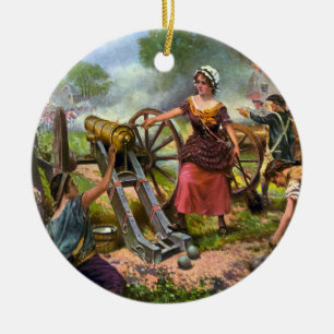 Molly Pitcher schiet met een kanon in de Slag bij  Keramisch Ornament