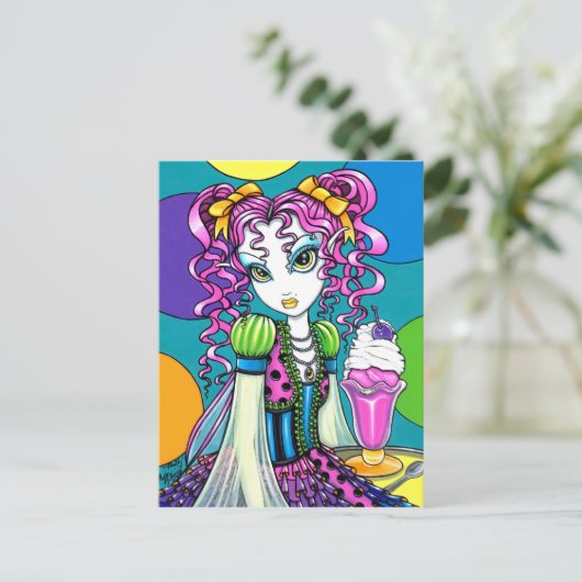 "Molly" Rainbow Ice Cream Fairy Briefkaart (Staand voorkant)