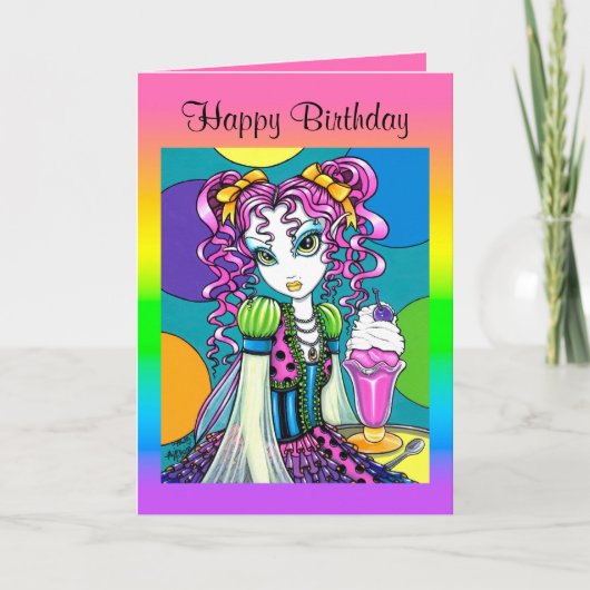 "Molly" Schattigee Rainbow Soda Shop Fairy Kaart (Voorkant)