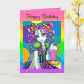 "Molly" Schattigee Rainbow Soda Shop Fairy Kaart (Gele Bloem)