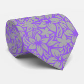 Moloaa Bay Hawaiian Hibiscus Aloha - Zilver-Paars Stropdas (Opgerold)