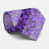 Moloaa Bay Hawaiian Hibiscus Stripe - Zilver-Paars Stropdas (Opgerold)