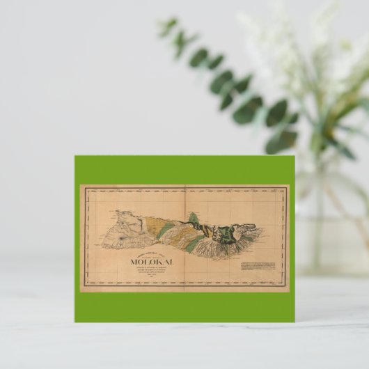 Molokai, 1897, Hawaii Map Briefkaart (Staand voorkant)