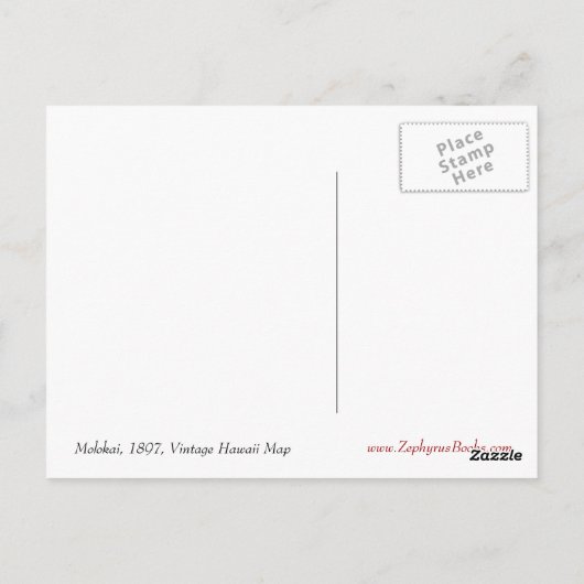 Molokai, 1897, Hawaii Map Briefkaart (Achterkant)
