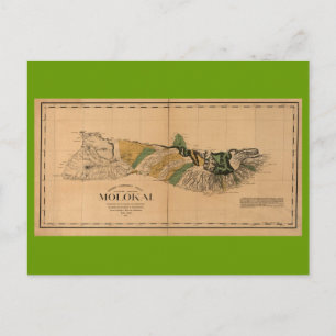 Molokai, 1897,  Hawaii Map Briefkaart