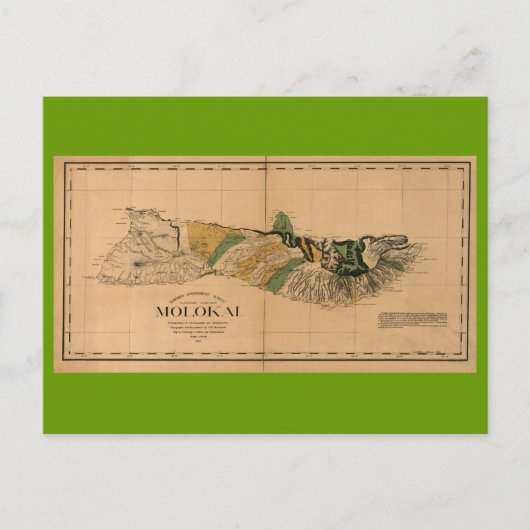 Molokai, 1897, Hawaii Map Briefkaart (Voorkant)