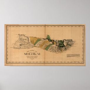 Molokai, 1897,  Hawaii Map Poster
