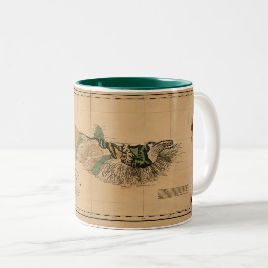 Molokai, 1897,  Hawaii Map Tweekleurige Koffiemok (Voorkant rechts)