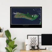 Molokai-eiland Hawaii Satelliet Poster Map (Thuiskantoor)