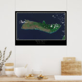 Molokai-eiland Hawaii Satelliet Poster Map (Keuken)