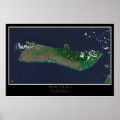 Molokai-eiland Hawaii Satelliet Poster Map (Voorkant)