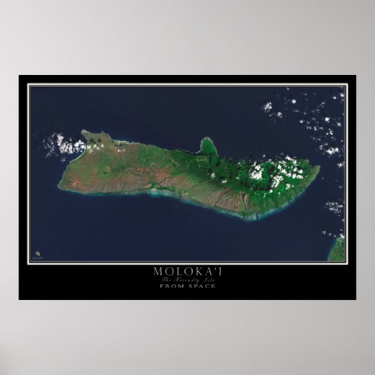 Molokai-eiland Hawaii Satelliet Poster Map (Voorkant)
