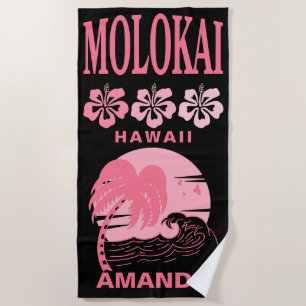 Molokai Hawaï Roze Strand Meisjesuitje Op Maat Strandlaken