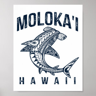 Molokai Hawaï Tril Haai Polynesische Hawaiaanse St Poster