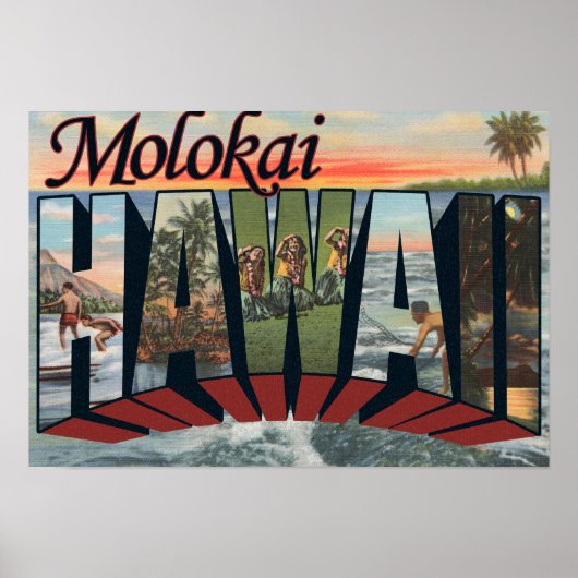 Molokai, Hawaii - Grote lettertjes Poster (Voorkant)
