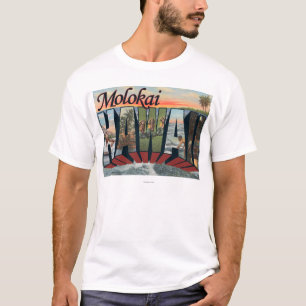 Molokai, Hawaii - Grote lettertjes T-shirt