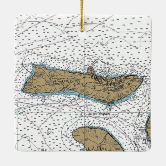 Molokai Hawaii Nautical Chart Keramisch Ornament (Achterkant)