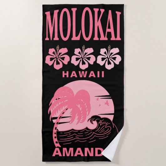 Molokai Hawaii Roze Beach Bachelorette Custom Strandlaken (Voorkant)